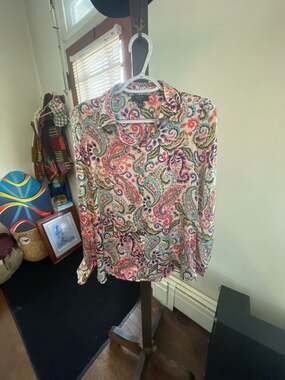 Haver London Paisley Print Long Sleeve Button-Down Blouse